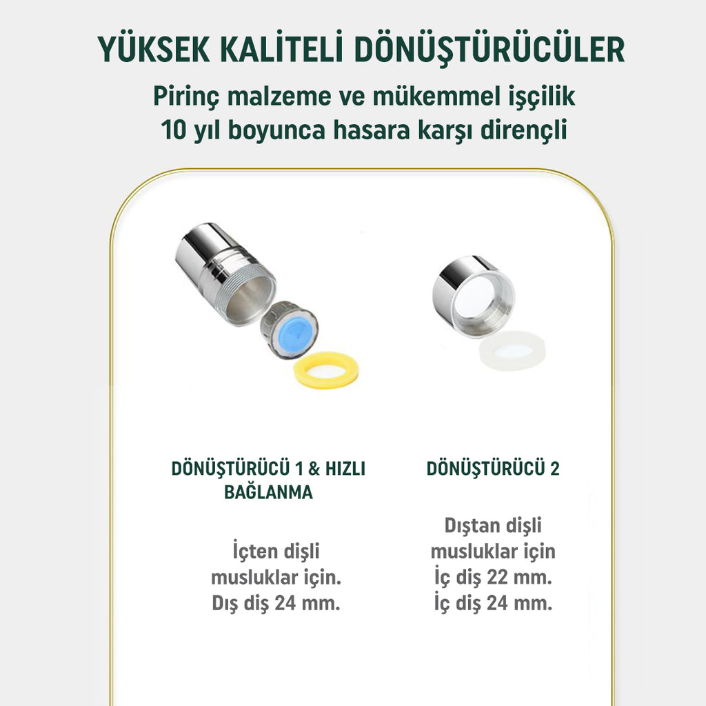 GH DENT GH15 Uyumlu Krom Kaplama Pirinç Musluk Aparatı – Dönüştürücü Adaptör Seti