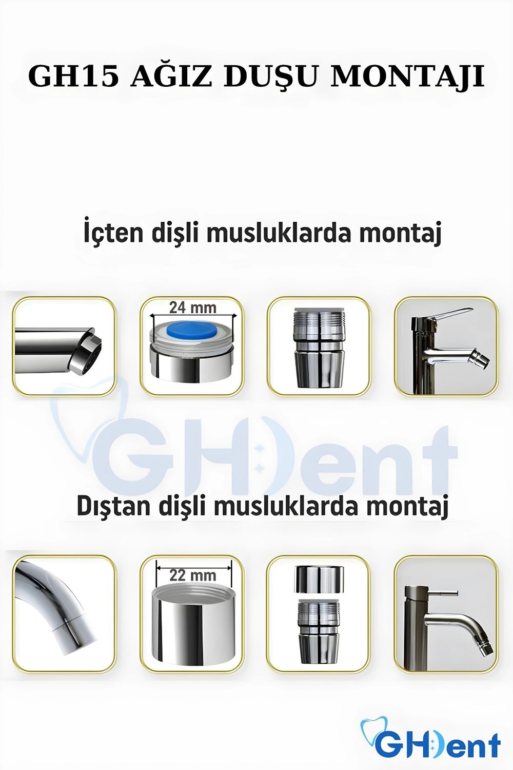 GH DENT Ağız Diş Duşu 3 Başlıklı Tazyik Ayarlı